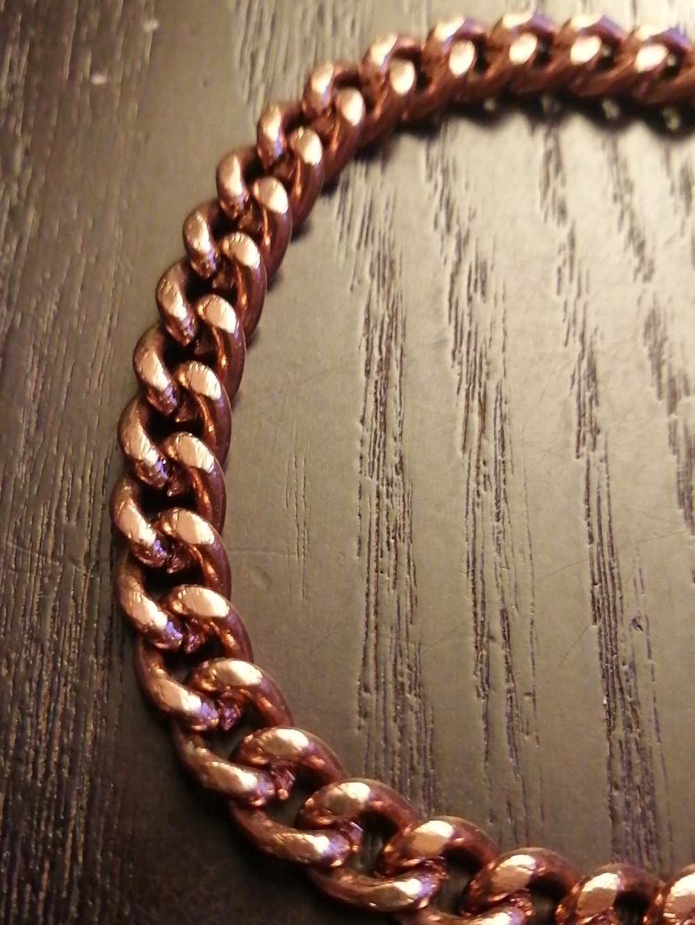 Copper Finish Women's Men's Curb Chain Bracelet 8.25" Long